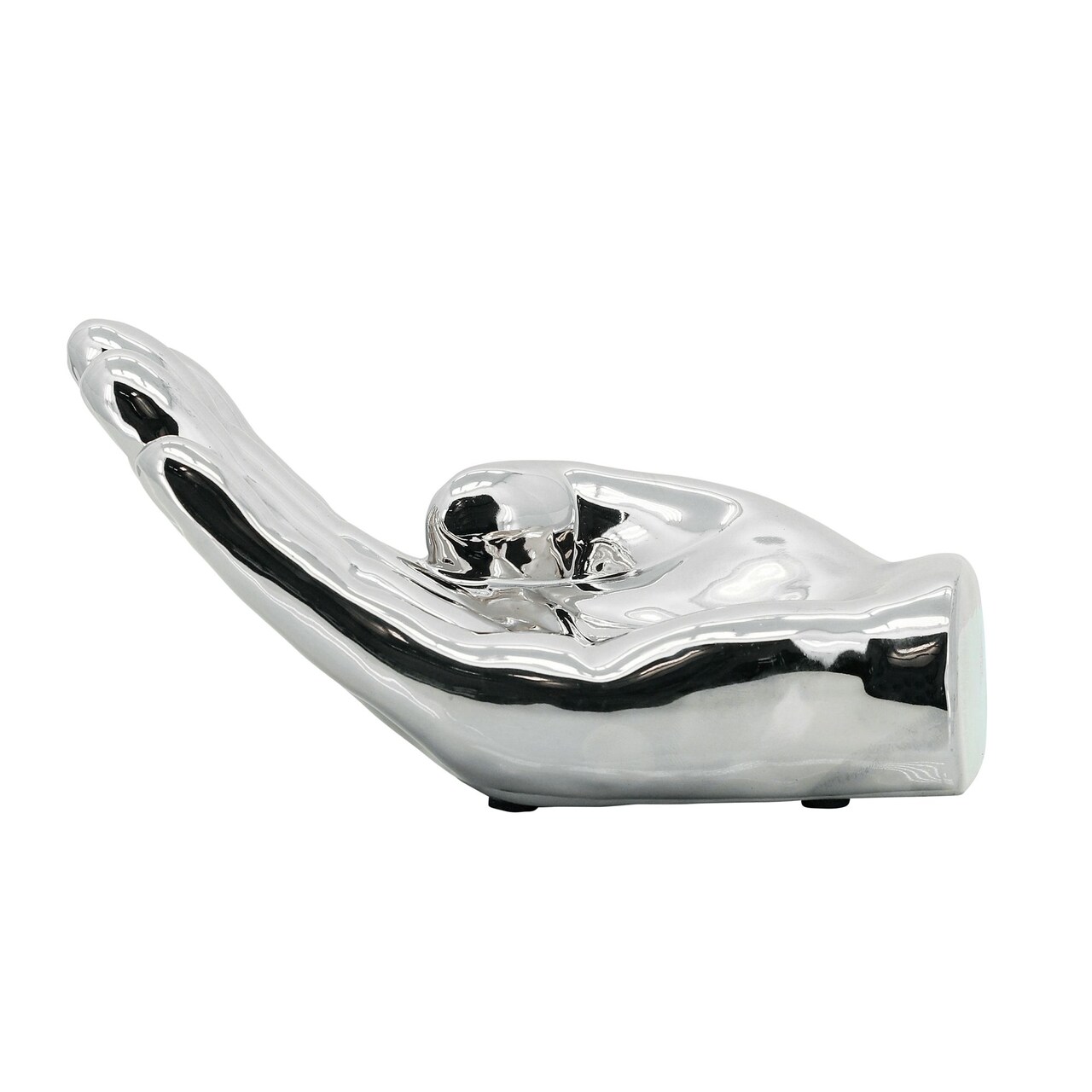 Kingston Living Metallic Finish Ceramic Asking Hand Tabletop Figurine - 8" - Silver